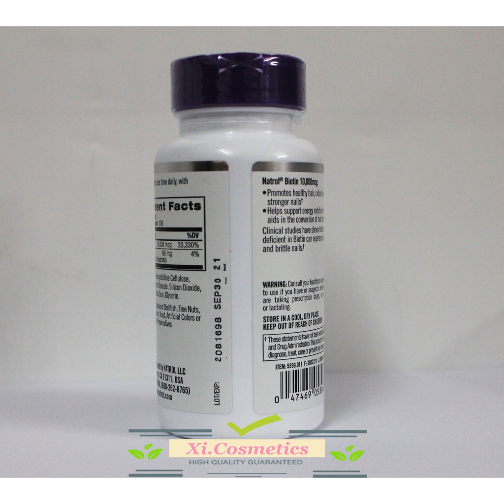 Viên Uống Natrol Biotin 10000 Mcg 100 Viên Của Mỹ - Biotin 10.000 mcg