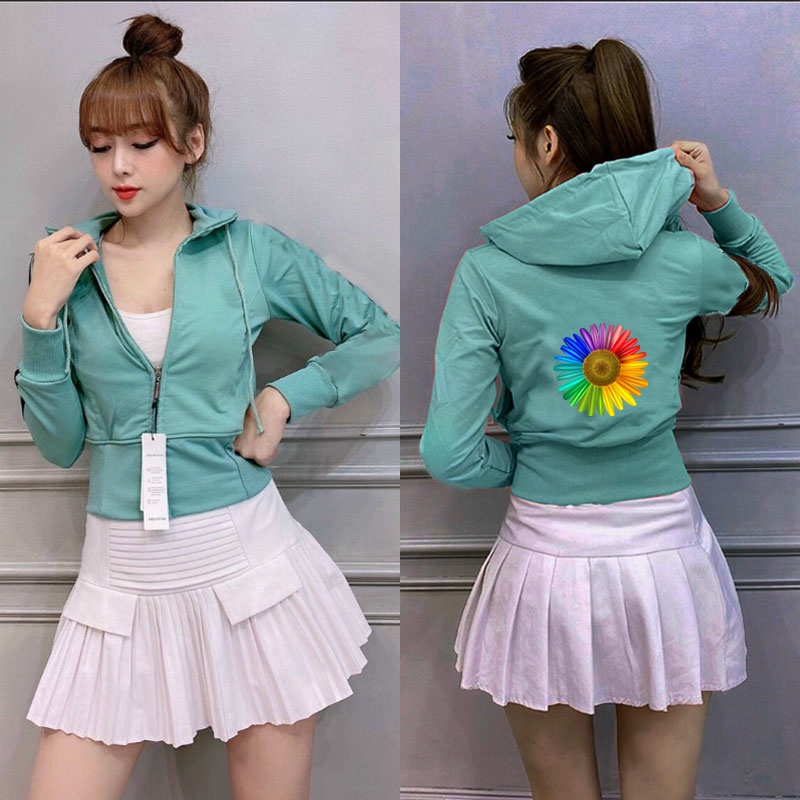 áo khoác lửng nữ da cá Tay Dài Phom Lững Hoa Cúc Free Size Dưới 55kg