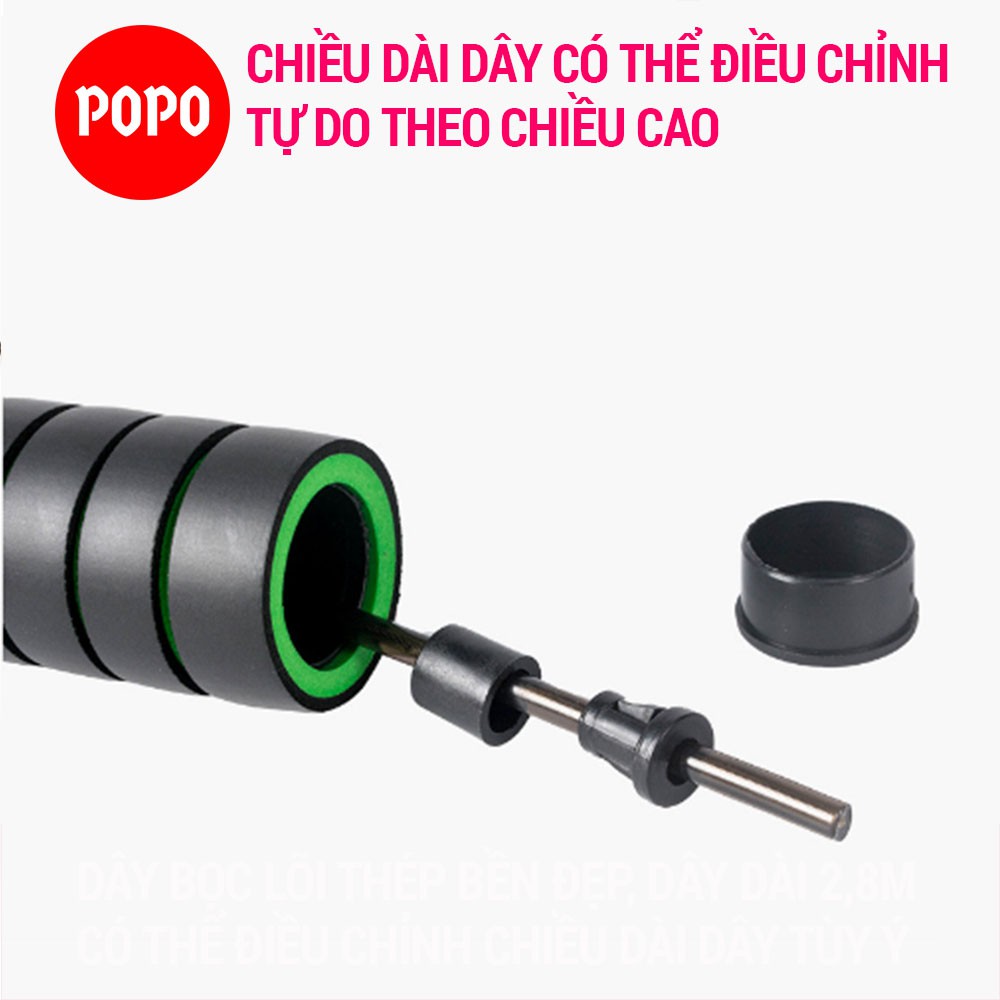 Dây nhảy thể dục hỗ trợ tập luyện giảm cân, giảm mỡ POPO lõi thép chịu lực tốt tay nắm bọt xốp, thoáng khí