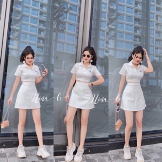 Set bộ áo croptop và chân váy chữ A có kèm quần trong - S8U