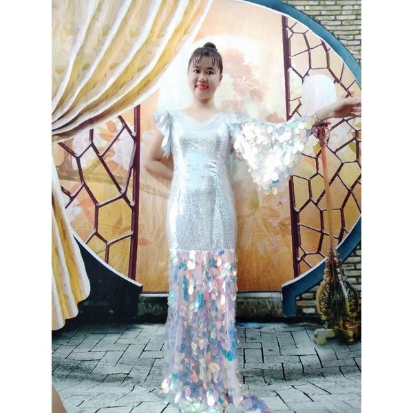 áo dài dạ hội kim sa cao cấp dự tiệc lấp lánh thu hút ánh nhìn có độ co giãn thoải mái có lót bên trong mềm mại.