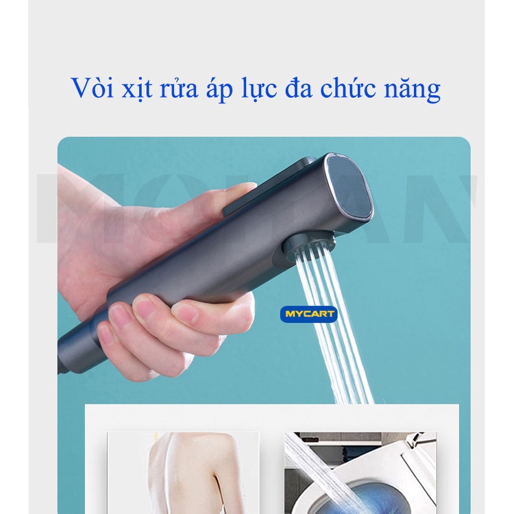 Bộ sen cây tắm đứng nóng lạnh, Vòi hoa sen, bộ sen vòi tắm LED Mạ TITAN xám 4 phím đàn - Hàng Model 2023