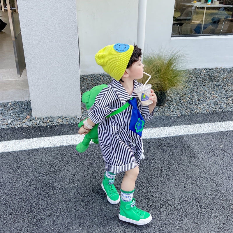 Đàn Ông Đẹp Trai Hợp Thời Trang!Áo Liền Quần Họa Tiết Kẻ Sọc Thời Trang Mùa Hè Hàn Quốc Cho Bé 0516