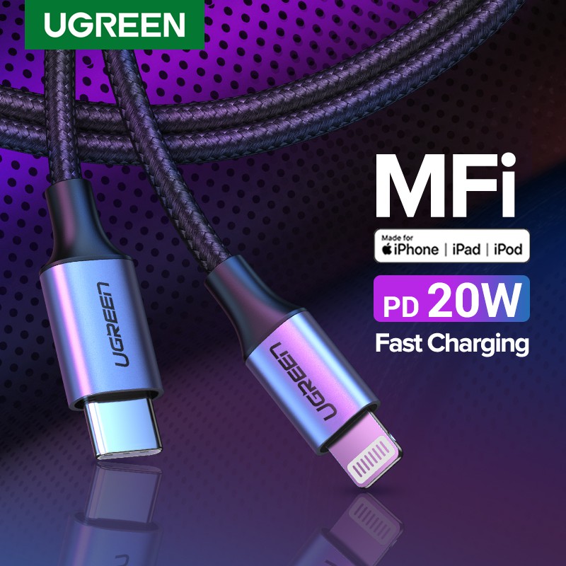 Đầu chuyển đổi UGREEN USB C sang Lightning PD 20W sạc nhanh thích hợp cho iPhone 11 12 13 14/ iPad Pro Air/ Air Pod Pro