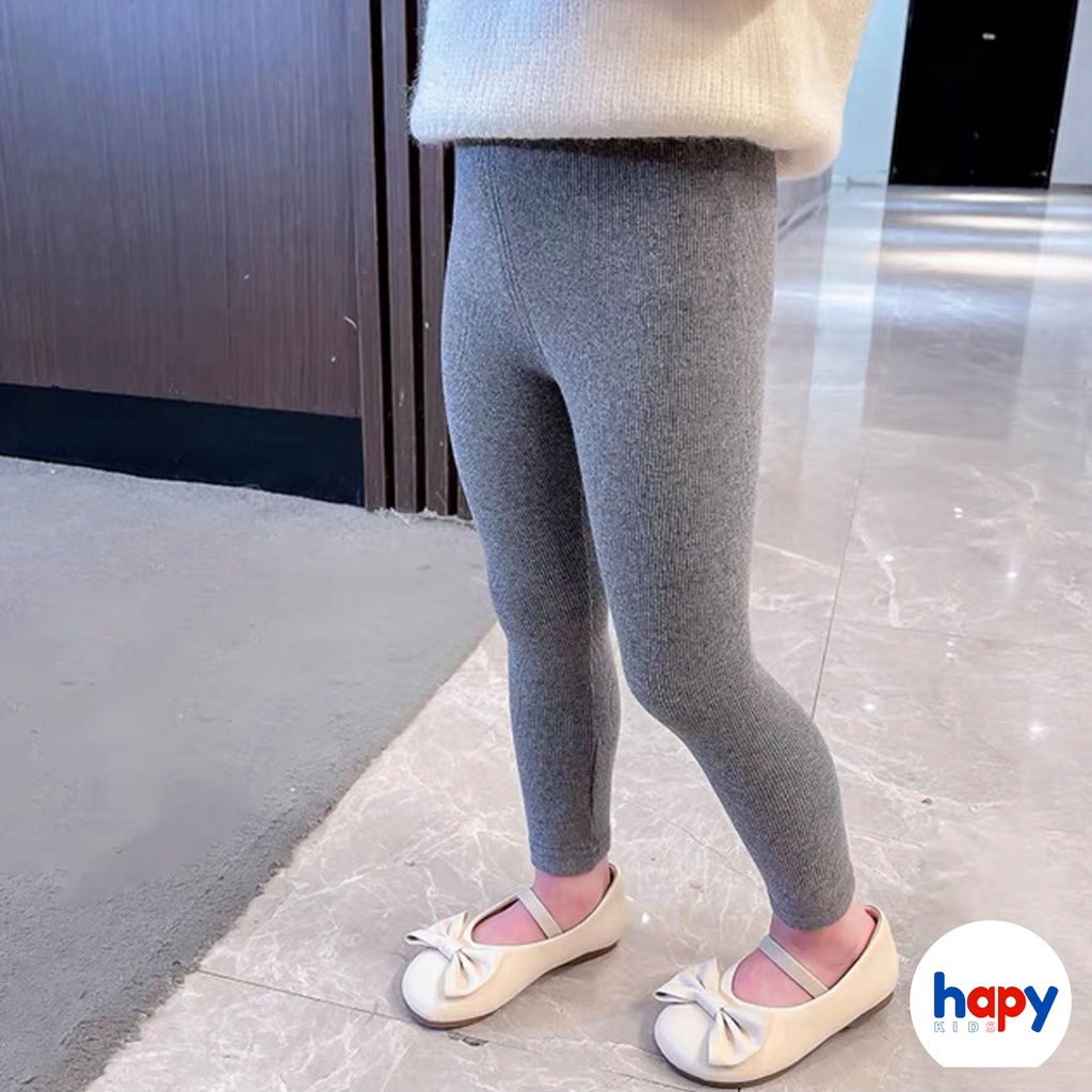 Quần legging bé gái Hapykids, chất liệu zip cotton cho bé gái từ 9-16kg