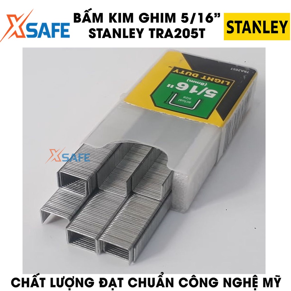 Kim bấm ghim 5/16 inch STANLEY TRA205T 8mm Kim dập ghim hợp kim thép cứng cấp không gỉ, chữ U thông dụng, 1000 chi tiết