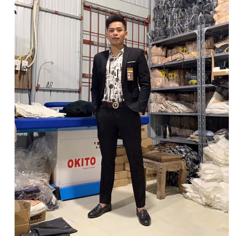 bộ vest trẻ nam 1 khuy phong cách hàn quốc