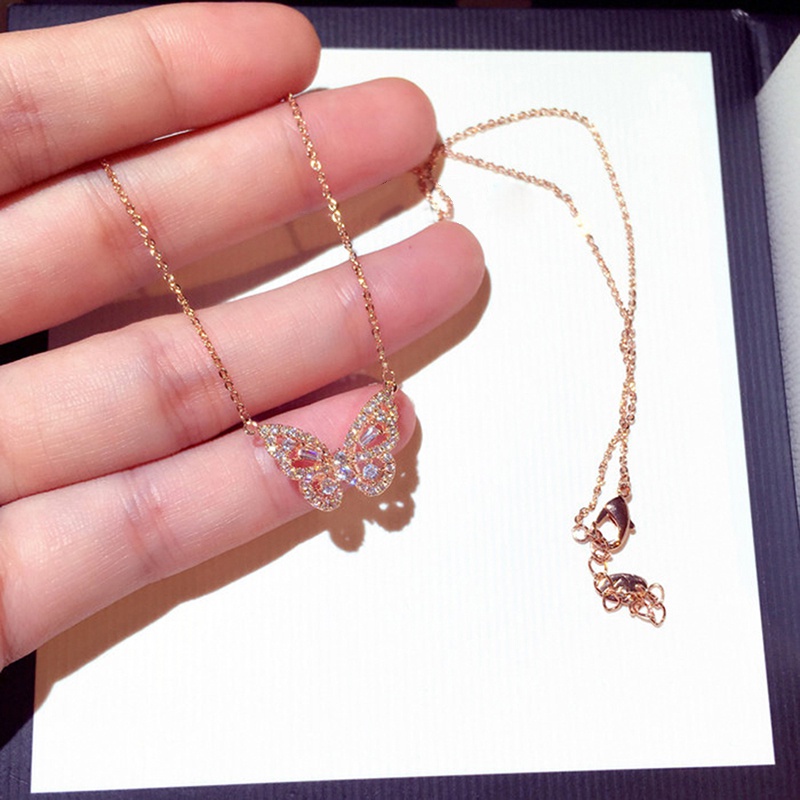 vòng cổ Bạc 925 Mặt Hình Bướm Đính Đá Lấp Lánh