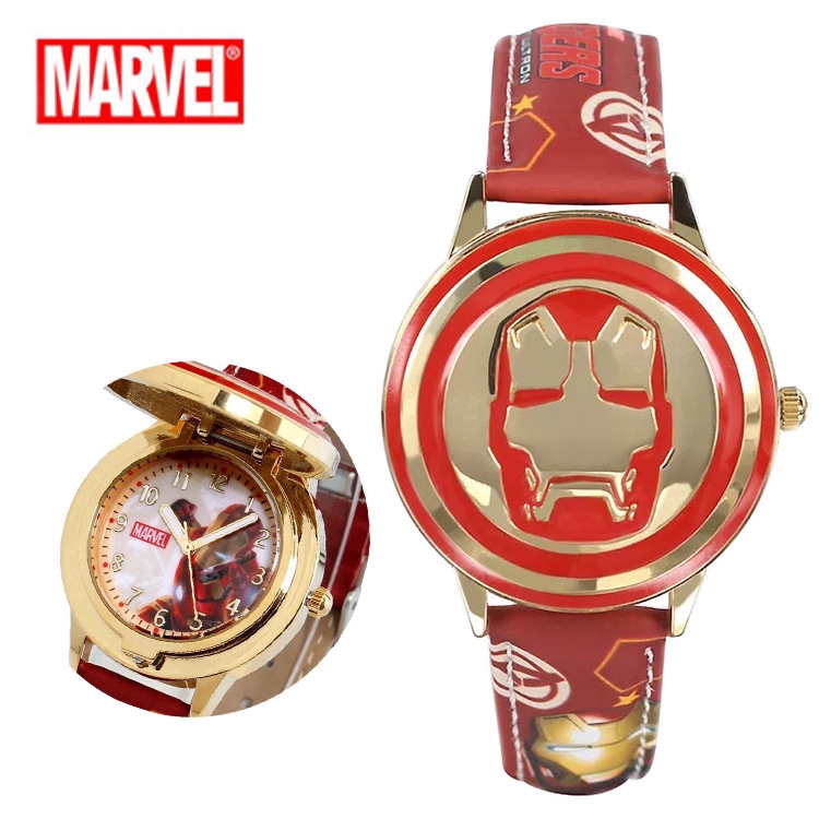 Đồng hồ đeo tay mặt hình Spiderman/Iron Man/Captain America làm quà tặng cho bé trai