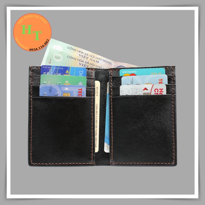 Ví da nam dáng đứng - Cam kết da bò thật 100% - Hàng chính hãng Hima Leather - BD01