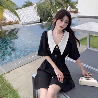 Đầm đen phối cổ peter trắng (có Bigsize)