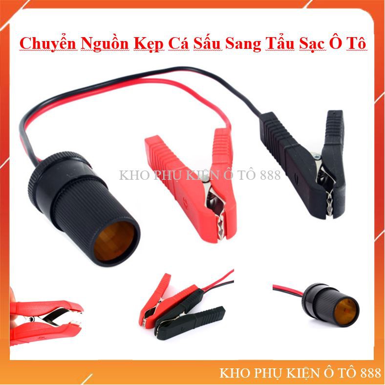 [ Freeship Xtra ] Cáp Chuyển Đổi Nguồn Từ Kẹp Acquy Sang Tẩu Sạc Ô Tô