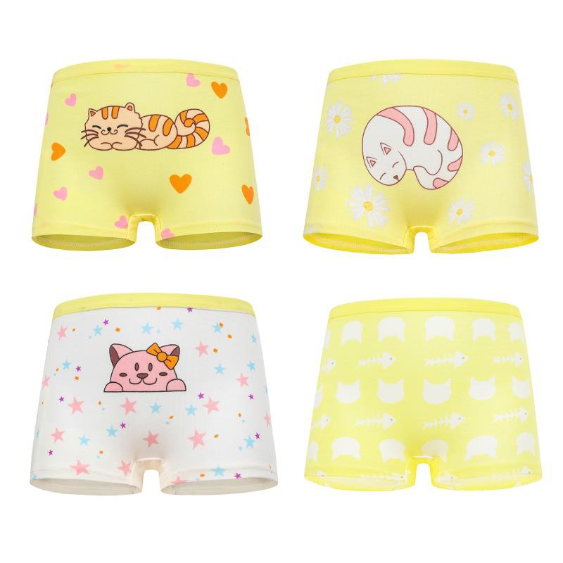 Bộ 4 quần lót vải cotton in hình hoạt hình dễ thương cho bé gái