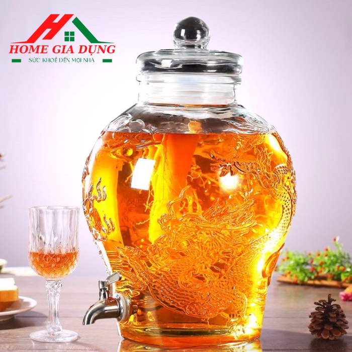 Bình ngâm rượu thuỷ tinh Chum Rồng 8 Lít