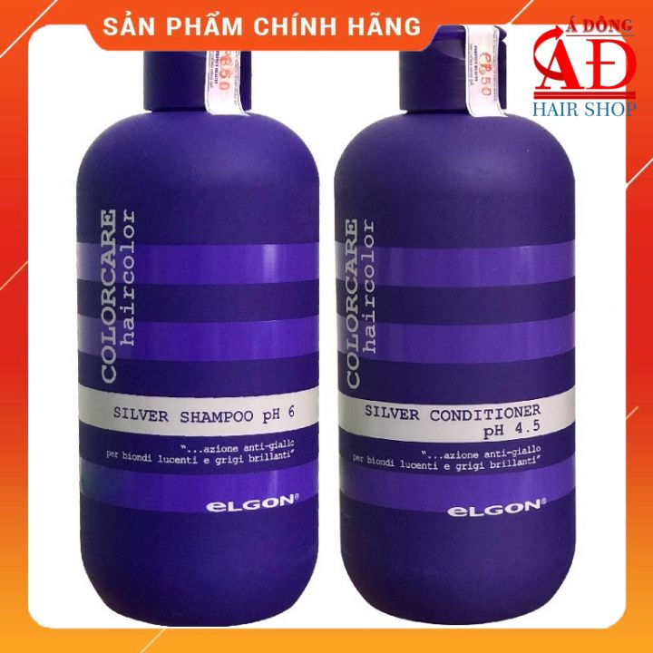 [Giá sỉ] Bộ dầu gội xả khử vàng Elgon Silver Color Care cho tóc trắng bạch kim 300mlx2