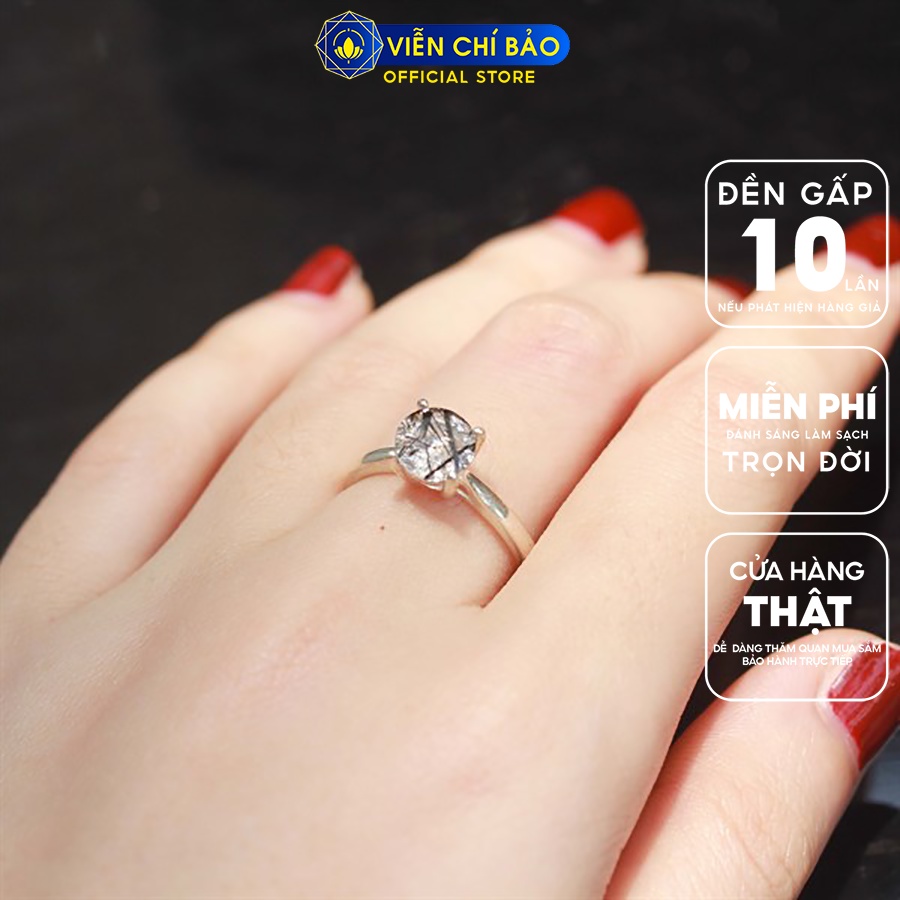 Nhẫn bạc nữ tóc đen không viền đá chất liệu bạc 925 thời trang phụ kiện trang sức Viễn Chí Bảo N600031