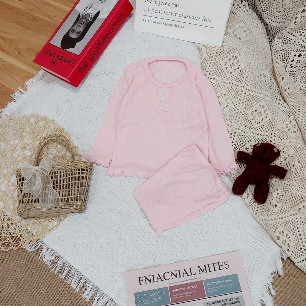 Đồ bộ cho bé dài tay AM833 - đồ bộ bé trai và đồ bộ bé gái vải thun cotton tăm TTR68