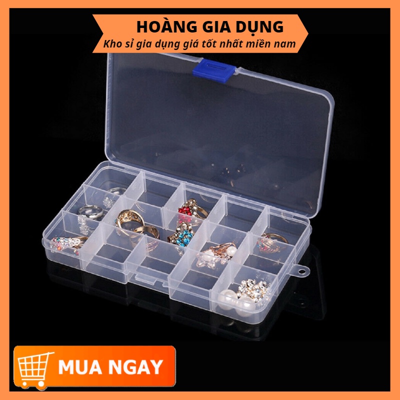 Hộp Đựng Trang Sức 15 Ngăn Mini Trong Suốt Có Thể tháo Ráp Các Ngăn H026