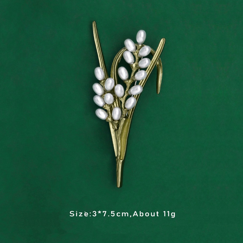 Ghim Cài Áo Hình Lá Cây Đính Ngọc Trai Phong Cách Hàn Quốc