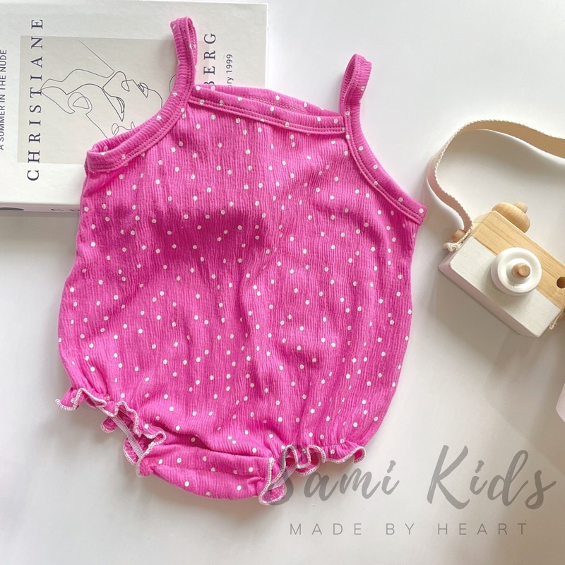 Body chip hai dây kèm nơ cho bé gái chất liệu cotton organic mềm mại  SAMIKIDS