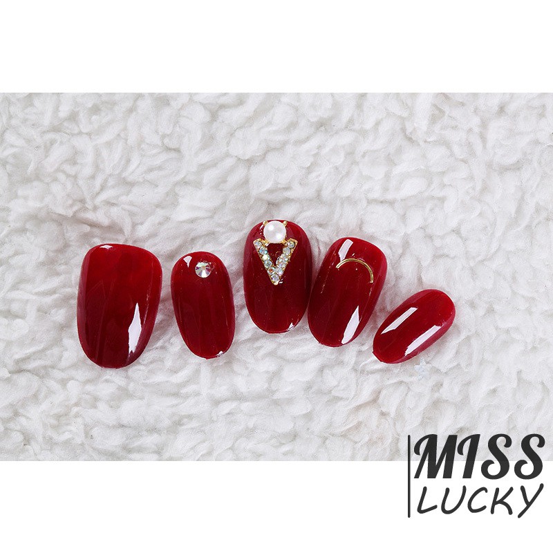 Set 24 móng tay nhân tạo đính đá phong cách thời trang nữ