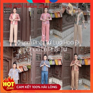 [ẢNH THẬT] Bộ Lam Phật tử Lụa Hoa Đi Chùa Lễ Phật Cầu An Thiết Kế Tinh Tế Sang Trọng Lịch Sự Cho Mọi Lứa Tuổi 40-60kg