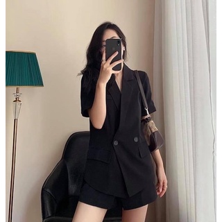Set Bộ Áo Vest Quần Short Màu Đen Hàng QCCC Thiết Kế Thời Trang Nữ