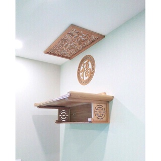 Bàn thờ gỗ sồi 107cm kèm chắn khói