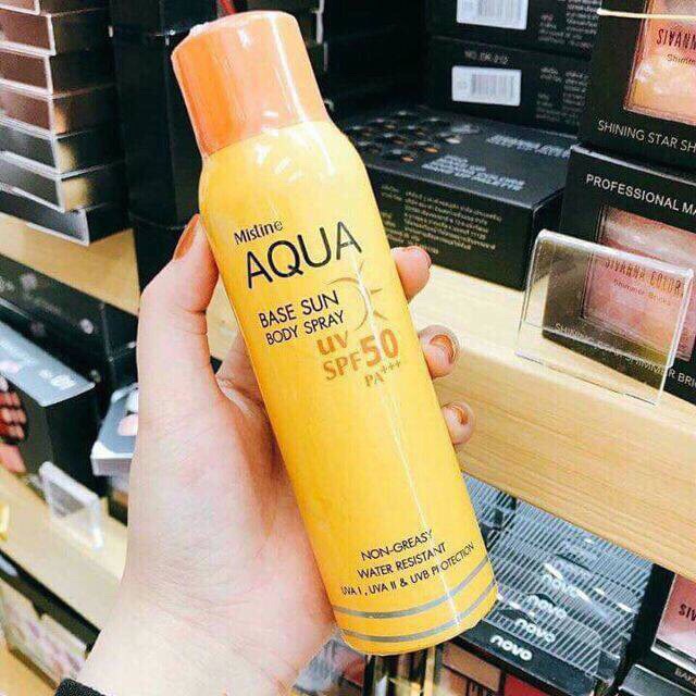 Siêu Sale 12/12 Xịt chống nắng Mistine Aqua Base Sun Body Spray SPF 50 PA+++