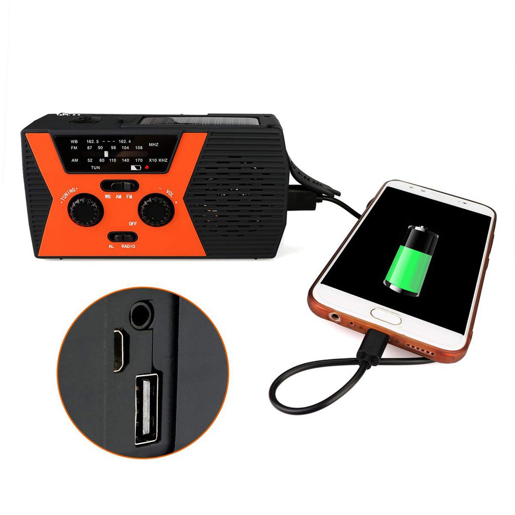 Pin Sạc Dự Phòng Retekess HR12W AM FM NOAA 2000mAh Có Đèn LED Cho Điện Thoại