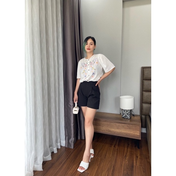 ✅Freeship✅Áo thêu hoa, chất vải linen ít nhăn.Hình cận vải shop chụp thật