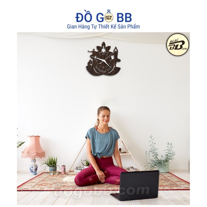 ĐK 30cm Kim Trôi, Đồng Hồ Treo Tường Ashtanga Yoga Giá Rẻ Bền Đẹp - Đồ Gỗ BB