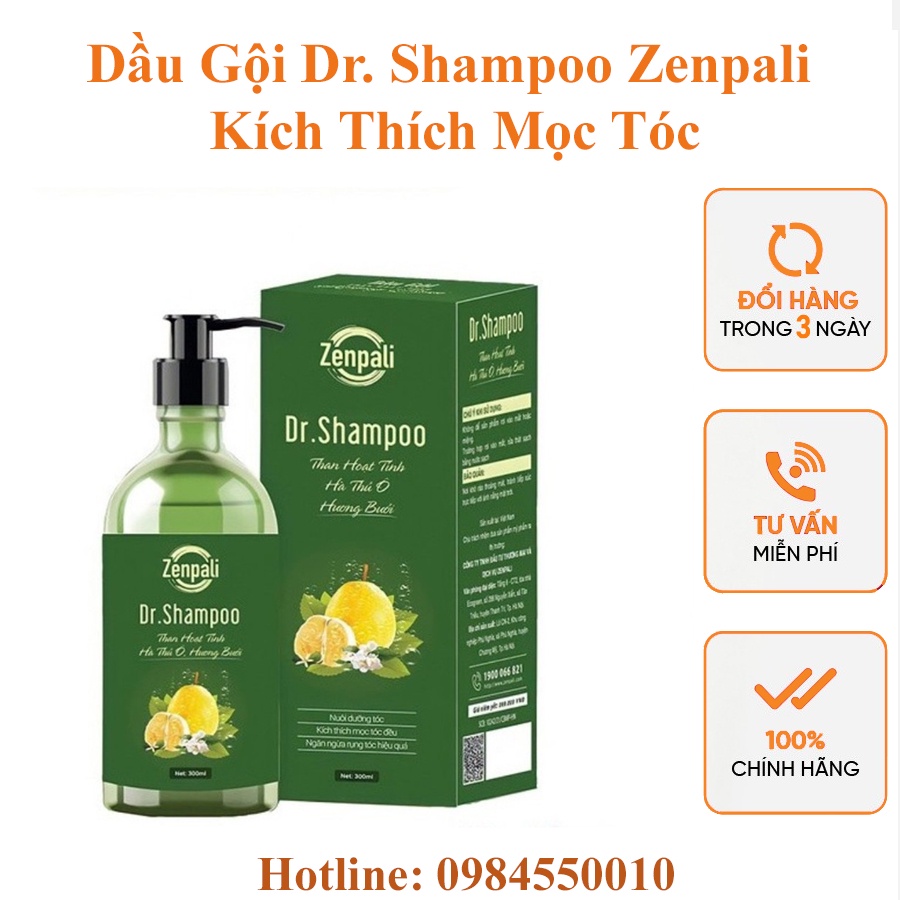 Dầu Gội Zenpali kích thích mọc tóc Dr Shampoo Zenpali tinh dầu bưởi, hà thủ ô, than hoạt tính - Dr Hair