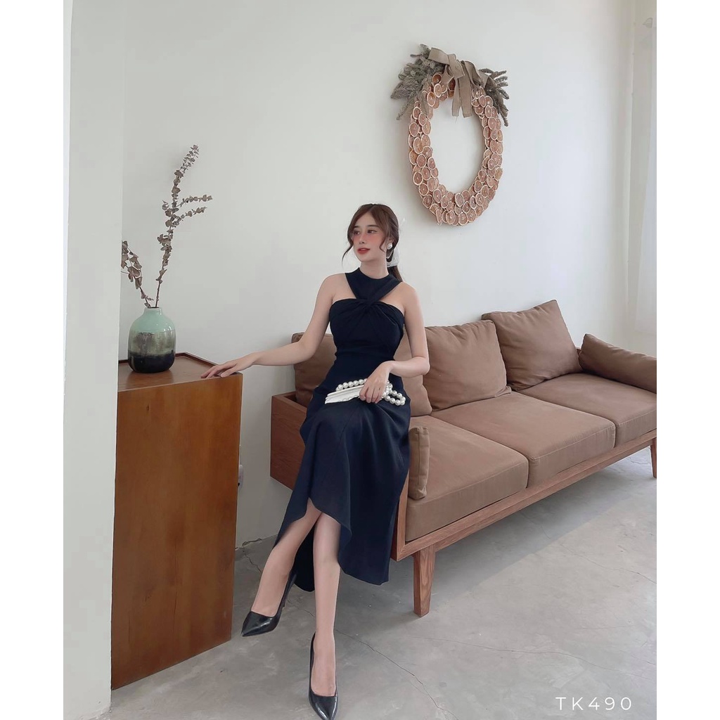 ĐẦM DỰ TIỆC MIDI XOẮN NGỰC KASAA DRESS