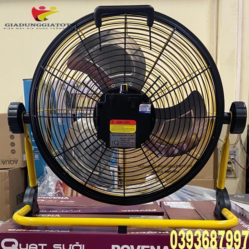 Quạt tích điện Korichi KRC-6314 cao cấp, đa năng, động cơ bền bỉ (có cổng sạc điện thoại