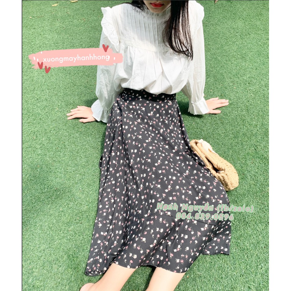 Giá sỉ Chân váy hoa vintage chiffon Ulzzang hai lớp dáng dài
