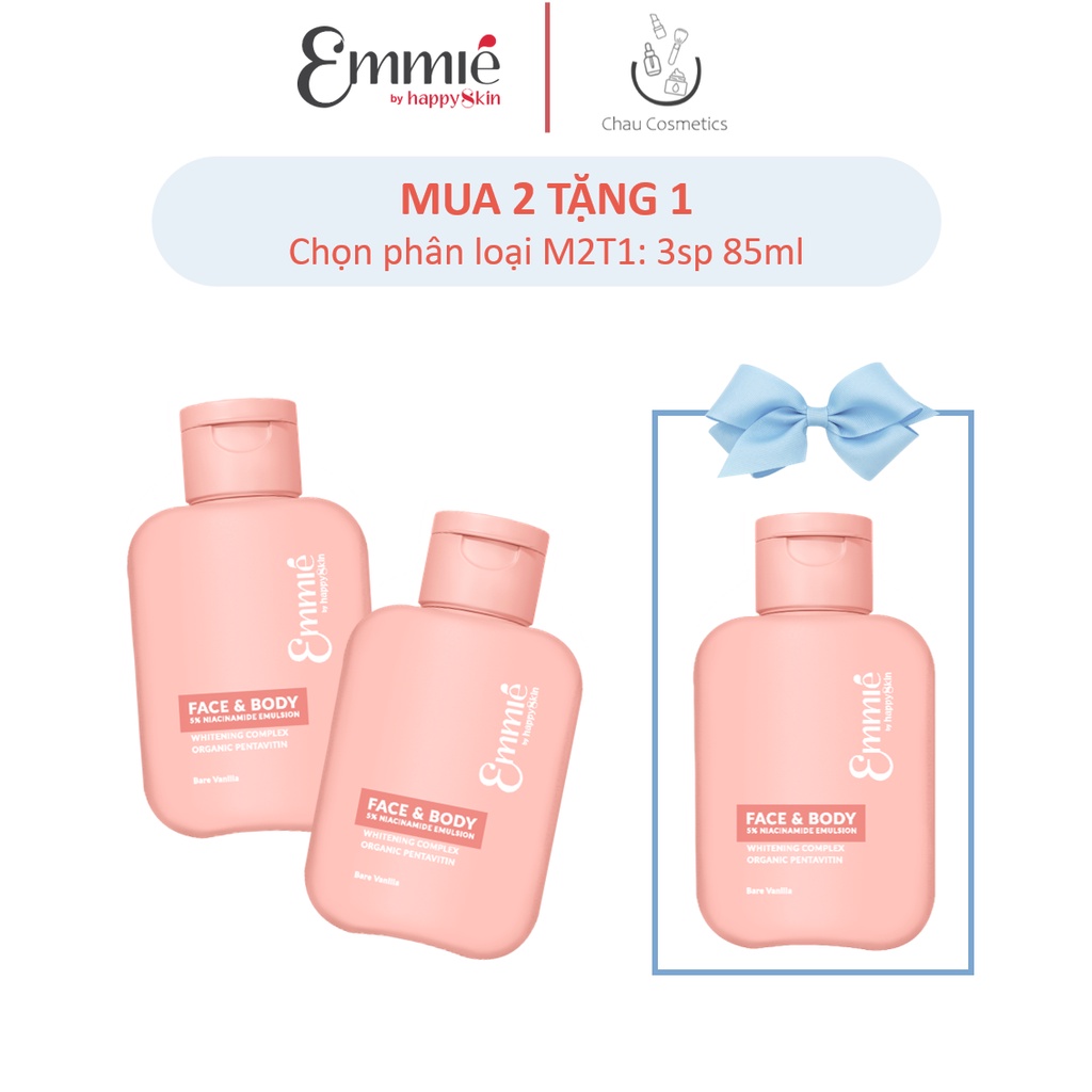 Kem dưỡng trắng Emmié Face &amp; Body 5% niacinamide Emmie by Happy Skin Emulsion Lotion dành cho da mặt và cơ thể 85ml