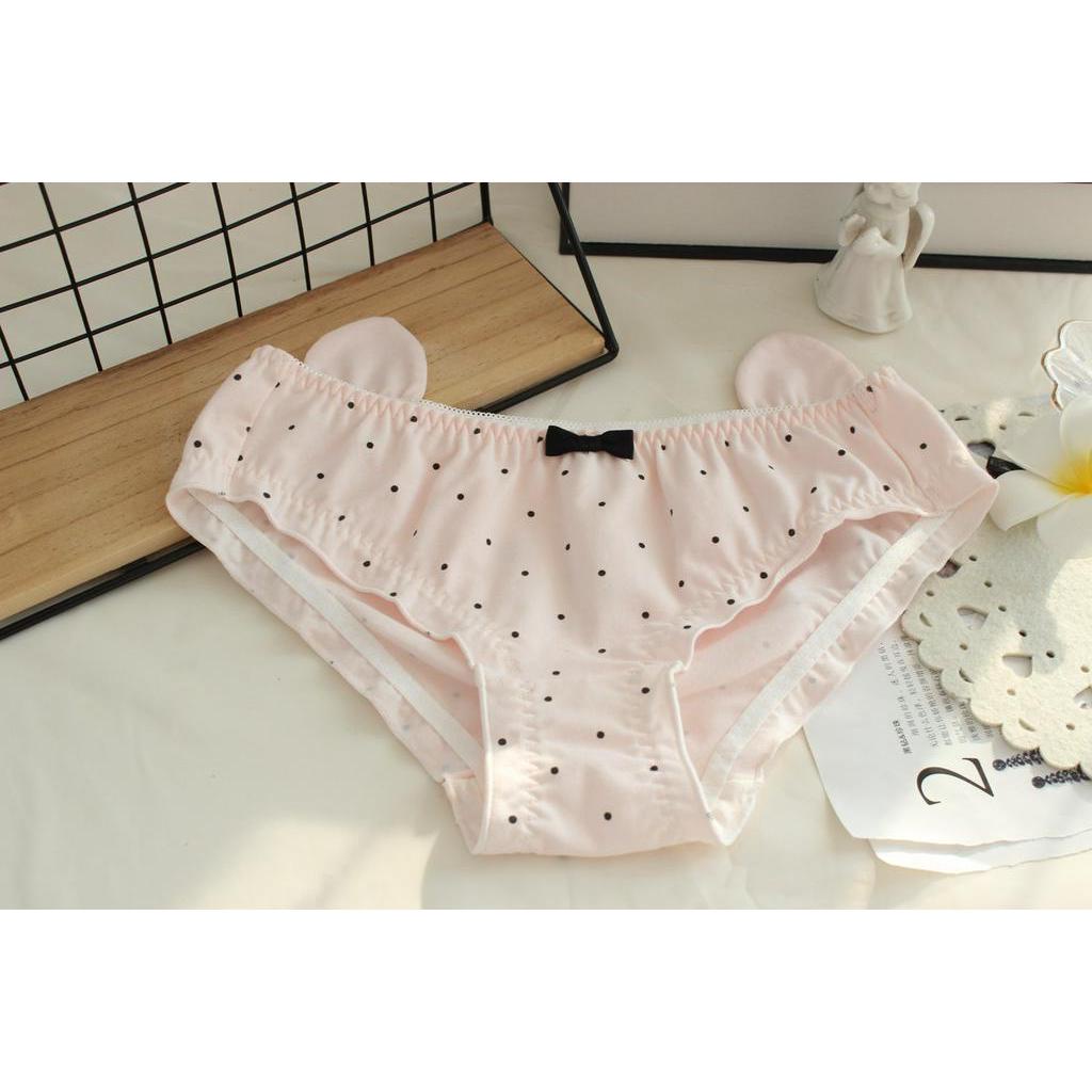 Quần Lót Nữ Cotton Tai Heo-Chấm Bi Ngang Eo Xuất Đông Âu  Hàng Loại Đẹp.