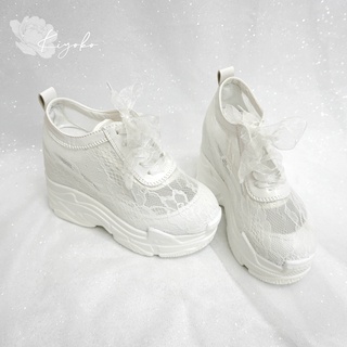Giày cưới cô dâu sneaker màu trắng cao 12cm