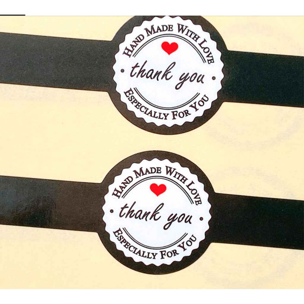 5 cái tem dán dài chữ Thank You cảm ơn màu đen dùng để dán hộp bánh túi các loại