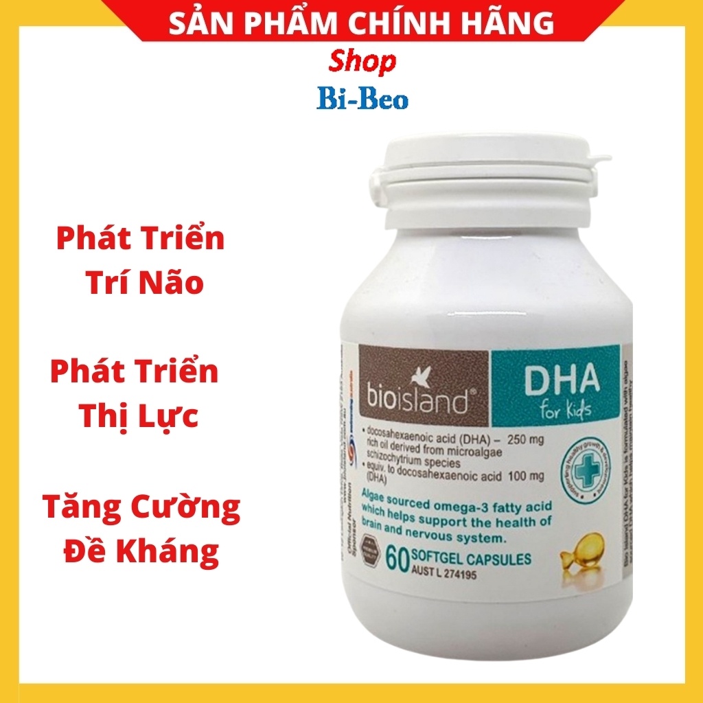 DHA cho bé DHA Bioisland for kids của Úc phát triển trí não thị giác CÓ TEM CHEMIST