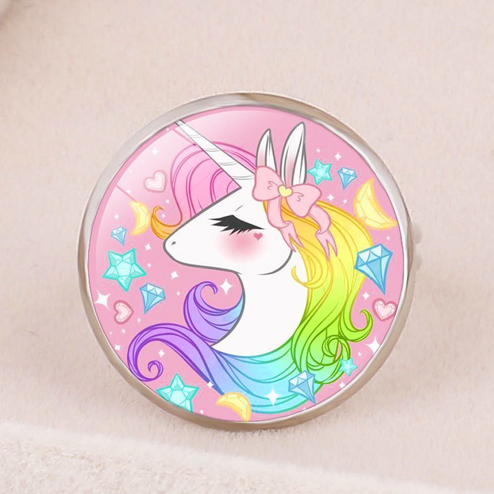 Nhẫn Unicorn mặt tròn lung linh đủ họa tiết cho bé yêu BBShine – J031