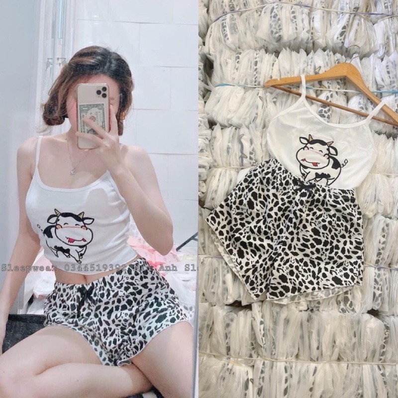 [Mã FAMAYWA2 giảm 10K đơn 50K] [Rẻ Vô Địch] Bộ Áo Croptop Bò Sữa Quần Đùi 🦋 Set Áo 2 Dây Quần Cộc Nhiều Hình 🦋 | BigBuy360 - bigbuy360.vn