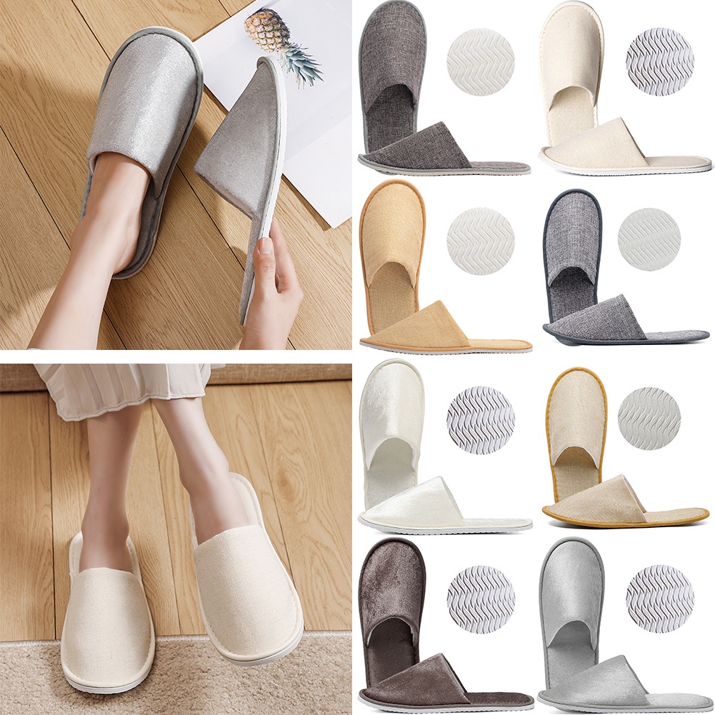 All-match Portable Solid Color Disposable Slippers Cotton And Linen Hotel Men's Women's Slipper
