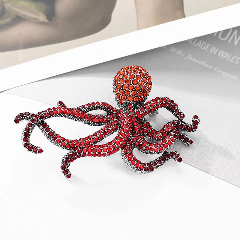 Ghim Cài Áo Hình Bạch Tuộc Đính Đá Toàn Diện Thời Trang Cho Nữ