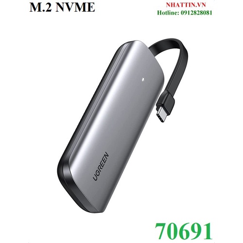 Vỏ đựng ổ cứng SSD M.2 B-Key & M+B Key NVME/PCIE USB 3.1 GEN2 tốc độ 10Gbps Ugreen 70691 cao cấp