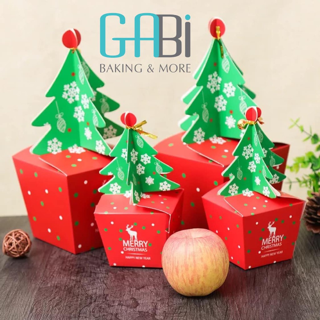 Hộp giấy đựng kẹo, cookie hình cây thông Noel