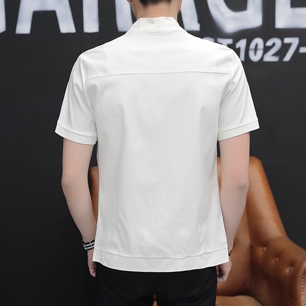 Áo sơ mi, áo sơ mi nam cộc tay T11 khóa kéo vải nonchun co giãn, hàng thiết kế cao cấp