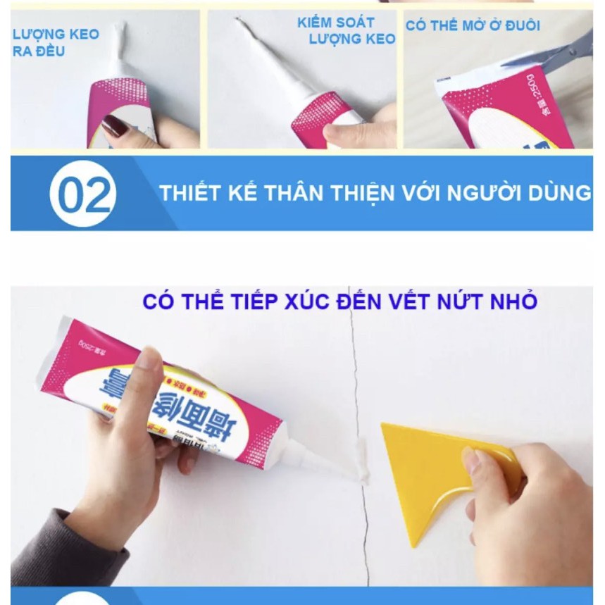 [FREESHIP] Keo Vá Tường Chống Thấm - Trám Trét Vết Nứt Khe Hở Tường - Chống Ấm Mốc 250g Dễ Sử Dụng.