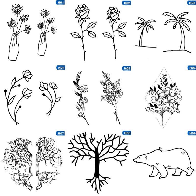Miếng dán xăm tạm thời họa tiết đen trắng cá tính thời trang